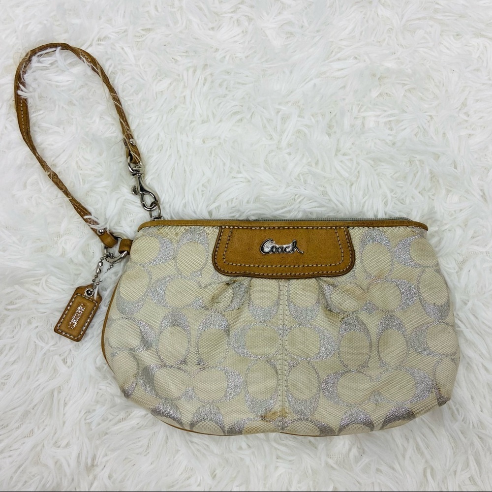 COACH white & silver C print wristlet wallet - Picture 6 of 15